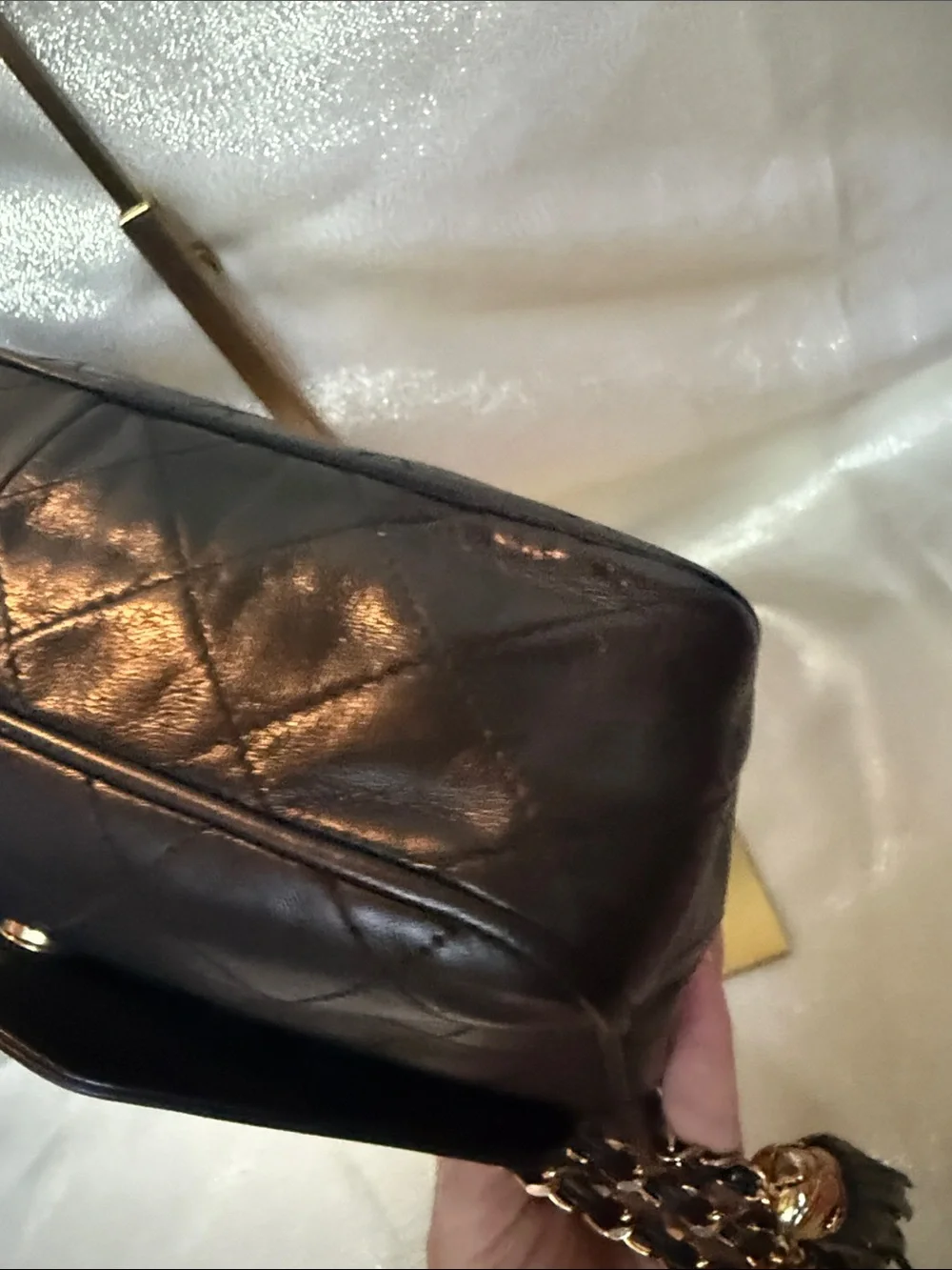 CHANEL Black Quilted Lambskin Shoulder Camera Bag with Tassel Vintage